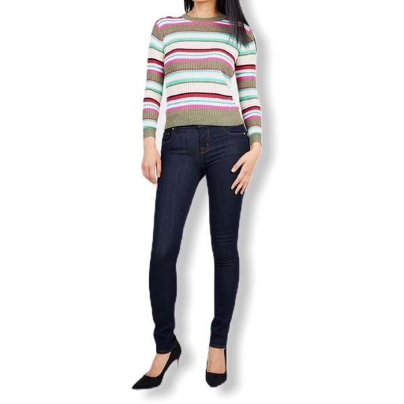 Juicy Couture Sparkle Multi Stripe Ribbed Long Sleeve Sweater - Picture 2 of 13